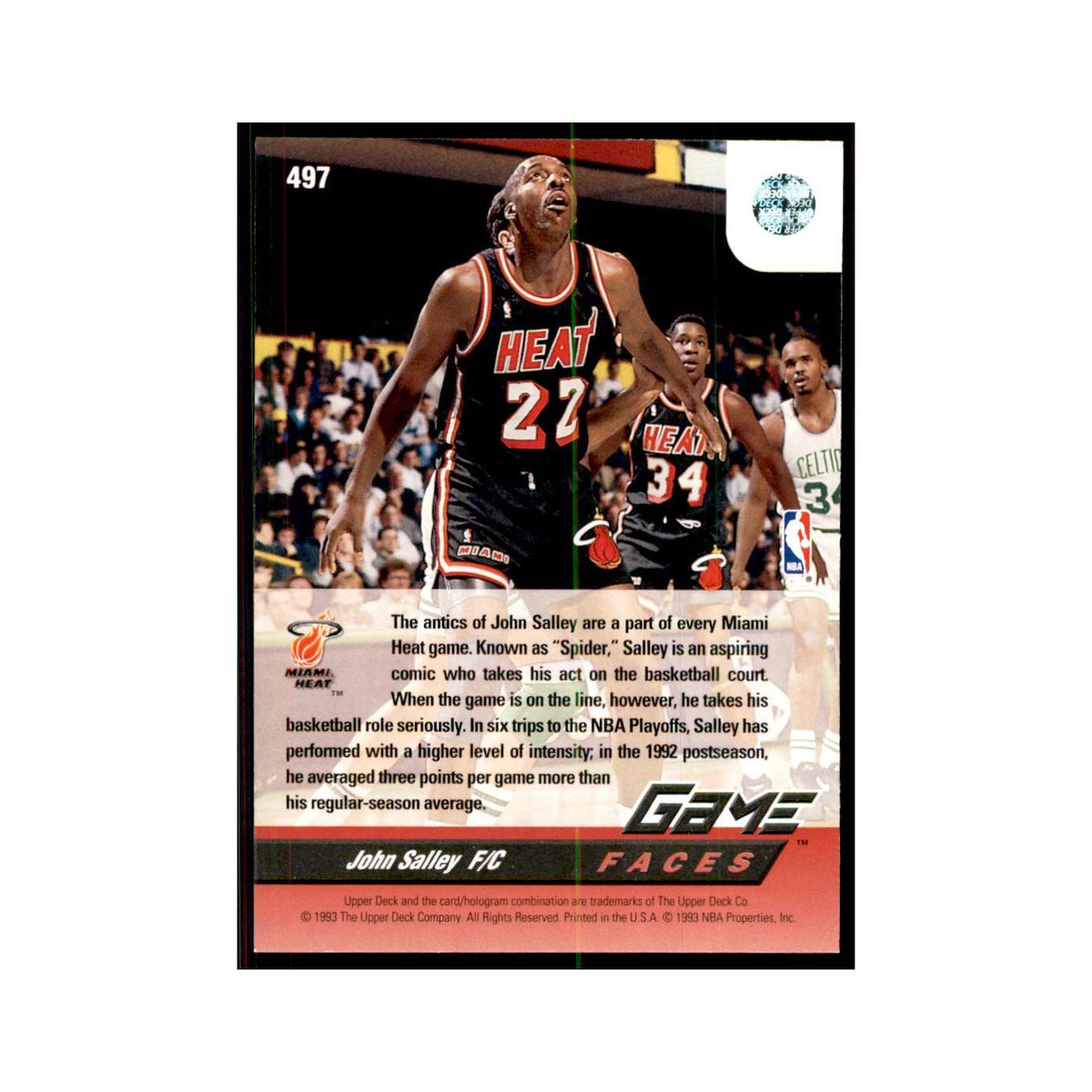 1992 Upper Deck John Salley Basketball Cards #497