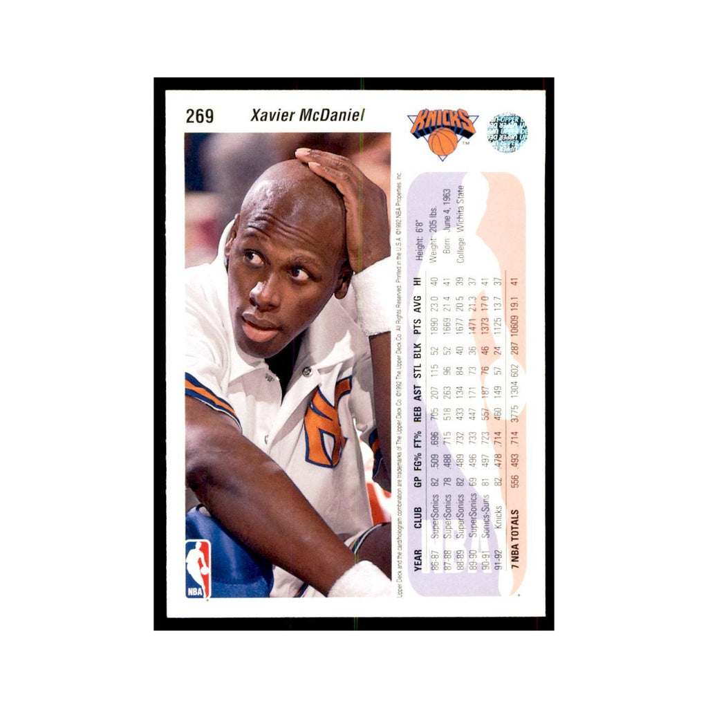 1992 Upper Deck Xavier McDaniel Basketball Cards #269