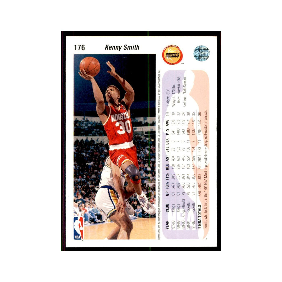 1992 Upper Deck Kenny Smith Basketball Cards #176