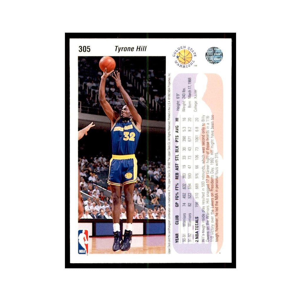 1992 Upper Deck Tyrone Hill Basketball Cards #305