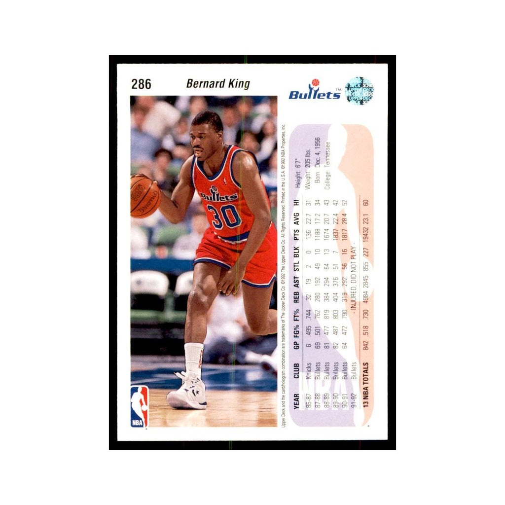 1992 Upper Deck Bernard King Basketball Cards #286