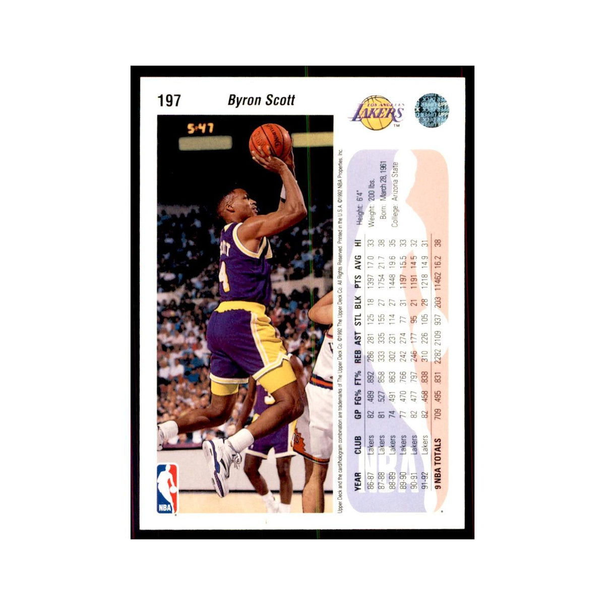 1992 Upper Deck Byron Scott Basketball Cards #197