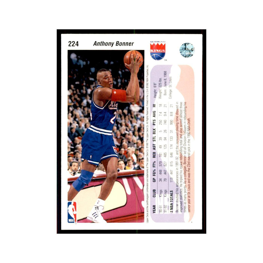 1992 Upper Deck Anthony Bonner Basketball Cards #224