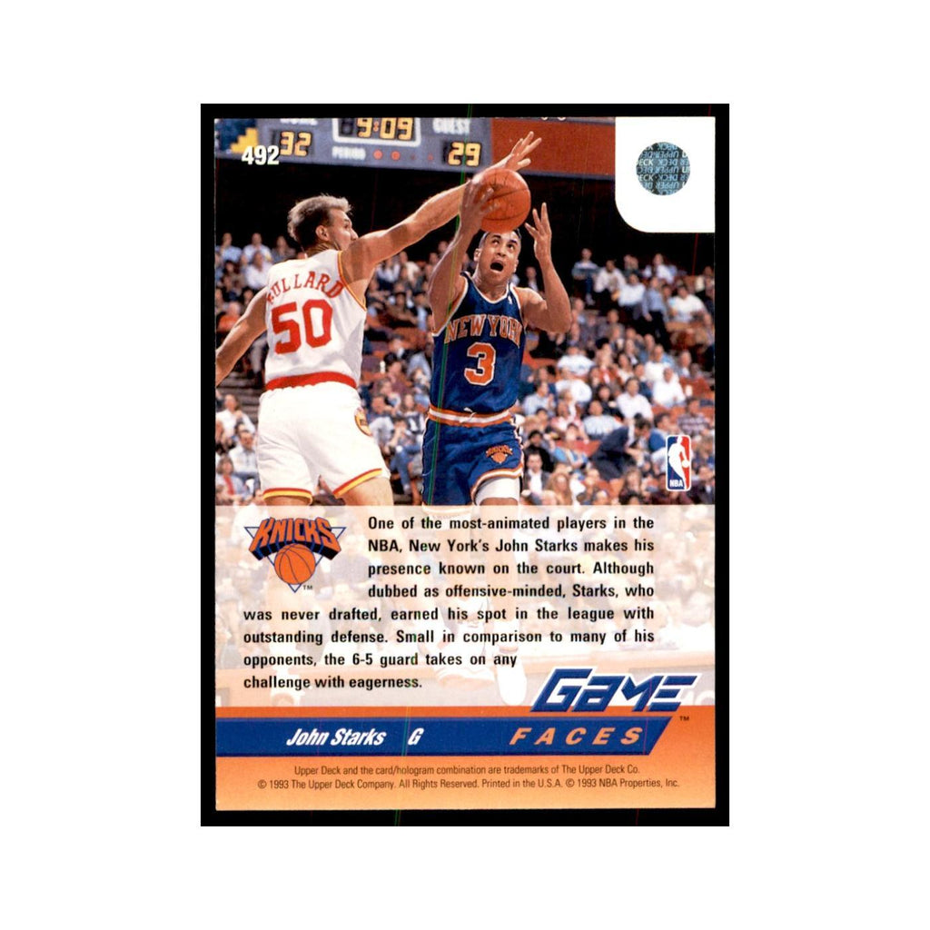 1992 Upper Deck John Starks Basketball Cards #492