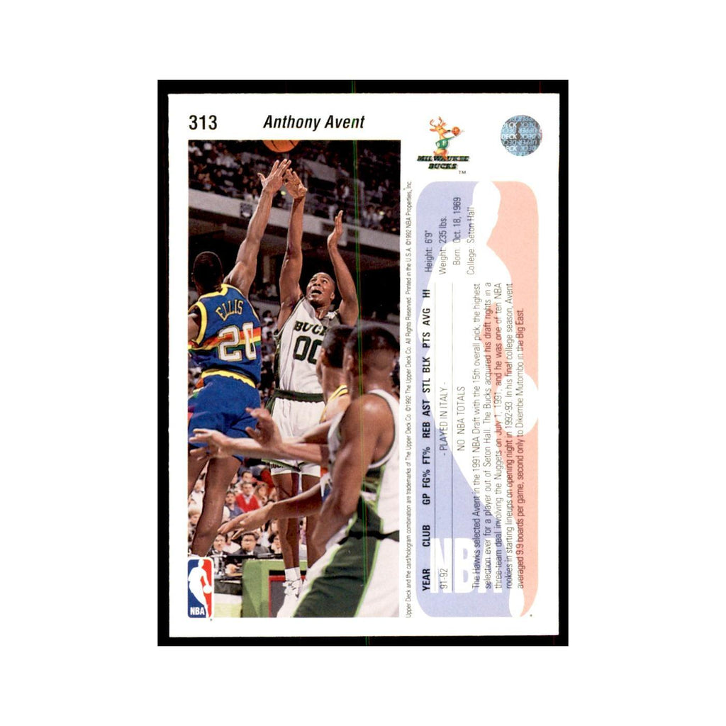 1992 Upper Deck Anthony Avent Basketball Cards #313