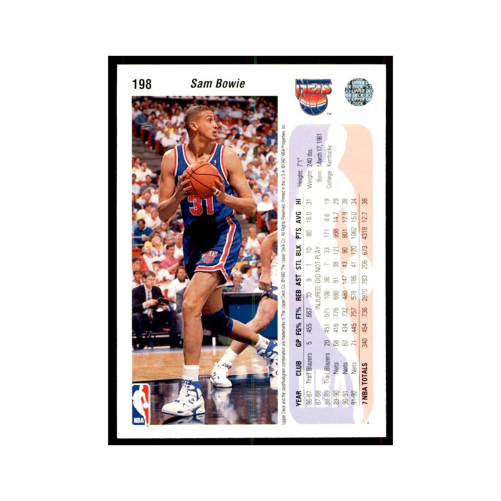 1992 Upper Deck Sam Bowie Basketball Cards #198