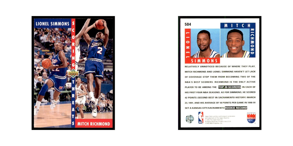 1992 Upper Deck Lionel Simmons/Mitch Richmond Basketball Cards #504