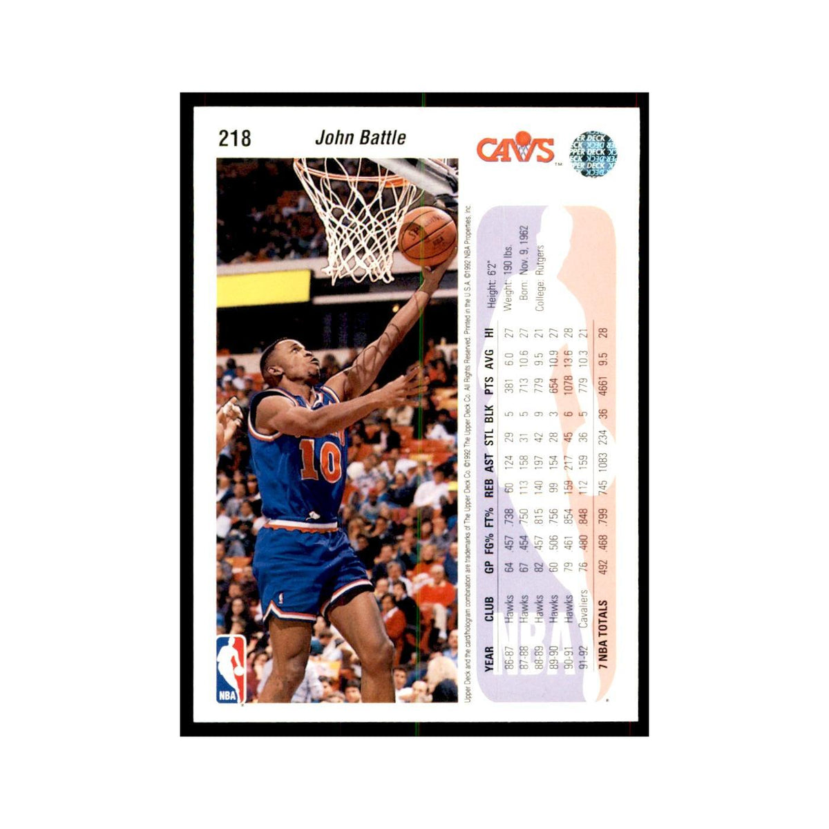 1992 Upper Deck John Battle Basketball Cards #218
