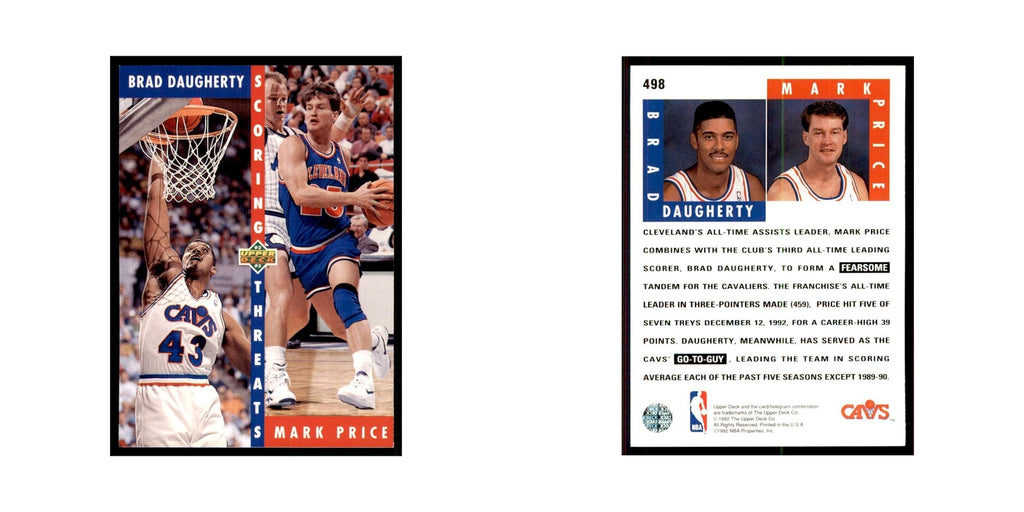 1992 Upper Deck Brad Daugherty/Mark Price Basketball Cards #498