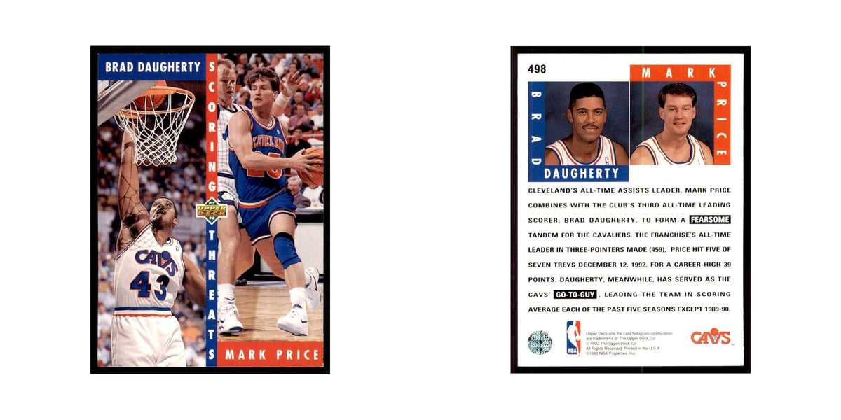 1992 Upper Deck Brad Daugherty/Mark Price Basketball Cards #498