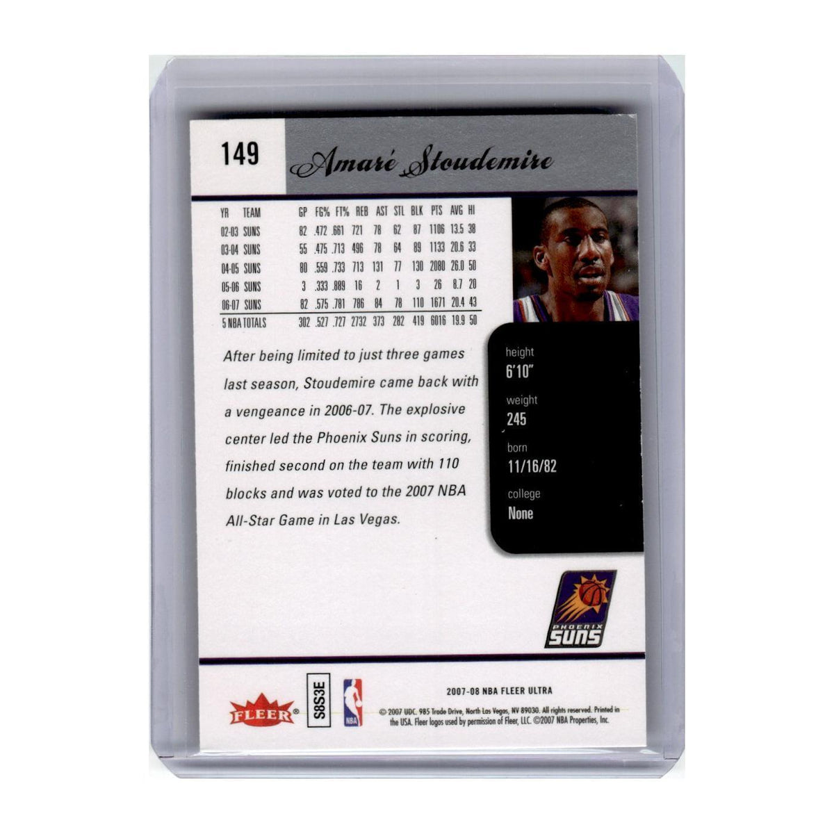 2007 Ultra Amare Stoudemire Suns #149