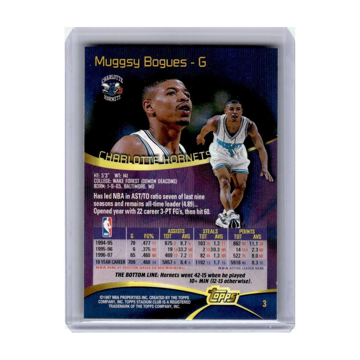 1997 Stadium Club Muggsy Bogues Hornets #3