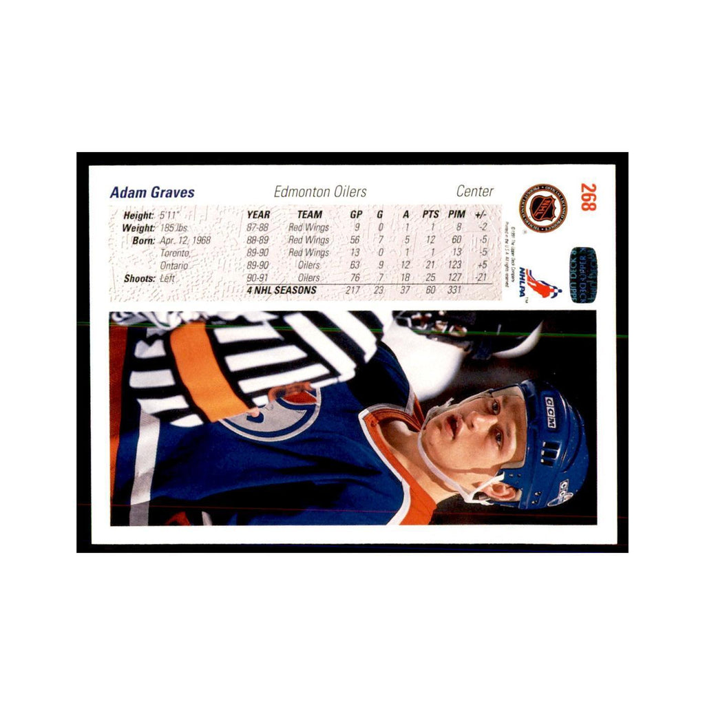 1991 Upper Deck Adam Graves Hockey Cards #268
