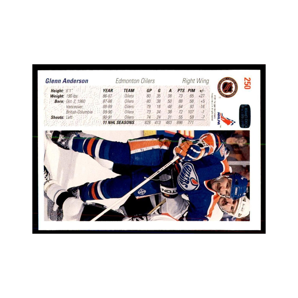 1991 Upper Deck Glenn Anderson Hockey Cards #250