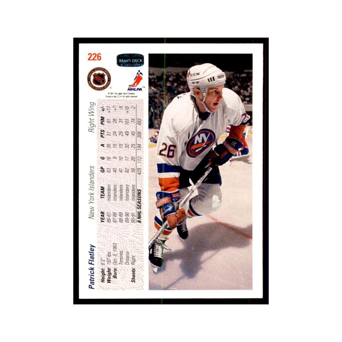 1991 Upper Deck Patrick Flatley #226