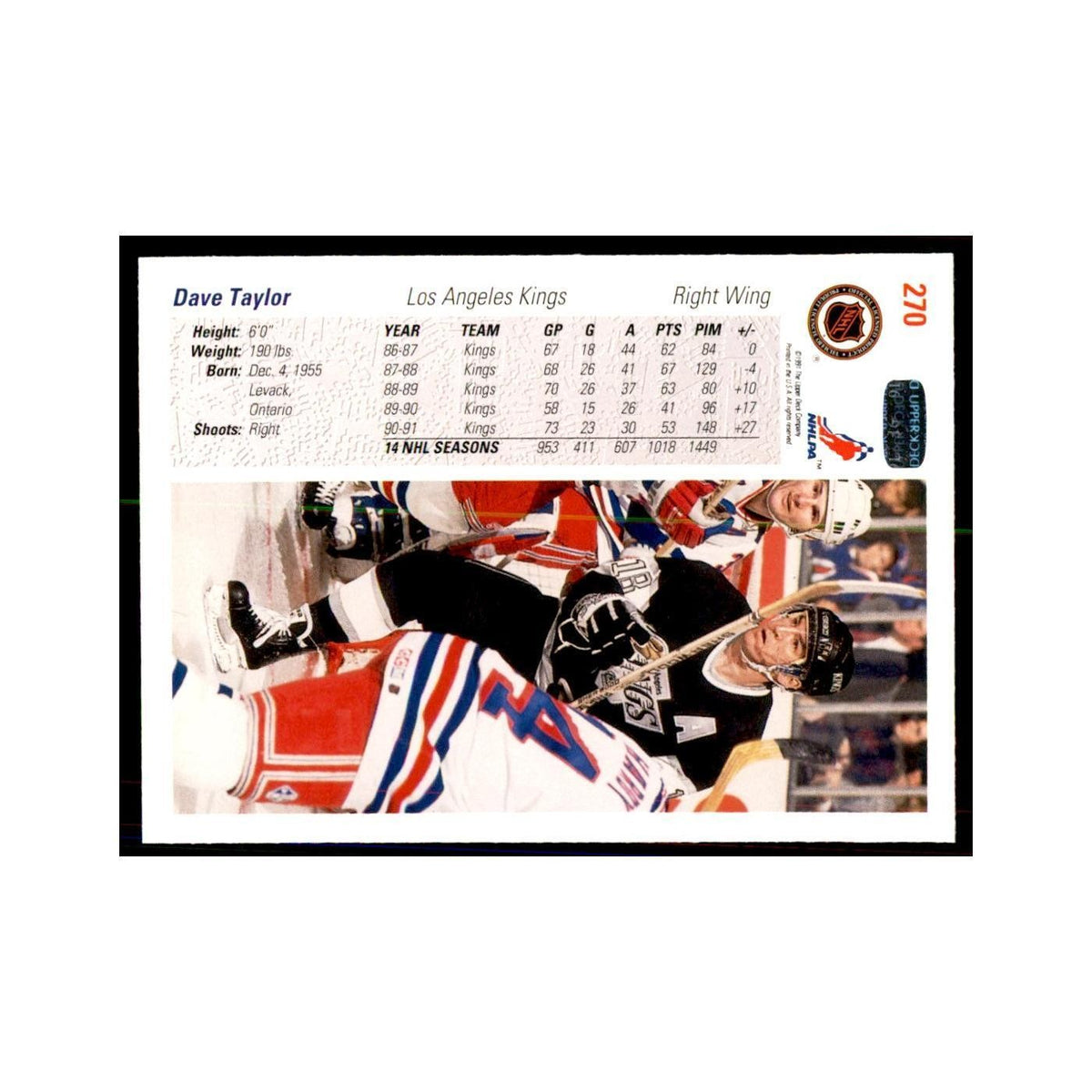 1991 Upper Deck Dave Taylor Hockey Cards #270