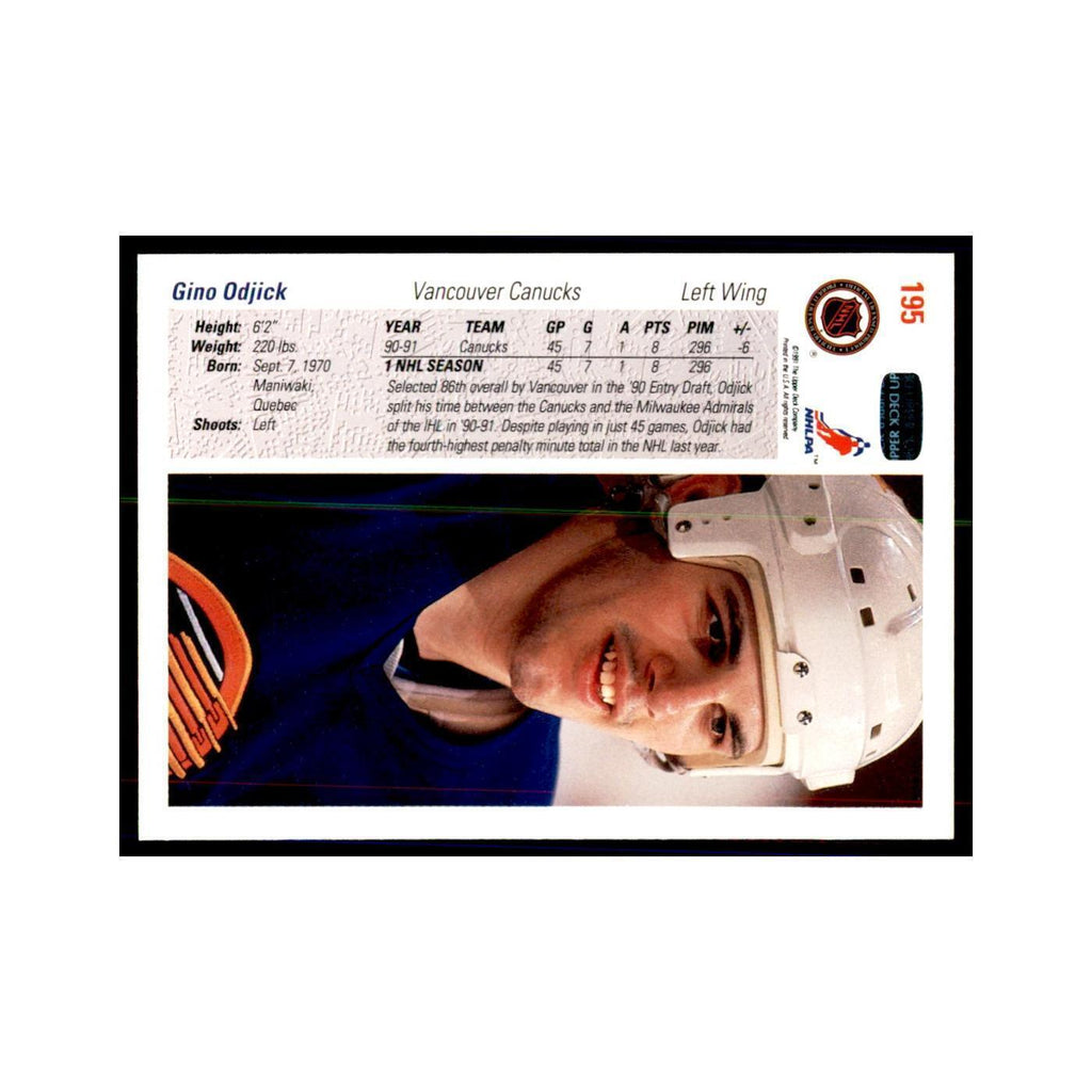 1991 Upper Deck Gino Odjick #195