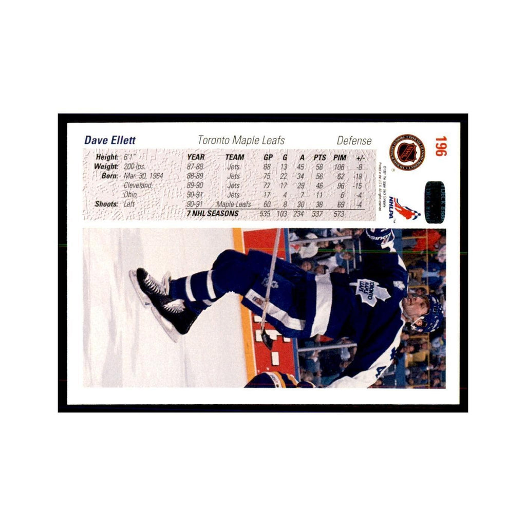 1991 Upper Deck Dave Ellett Hockey Cards #196