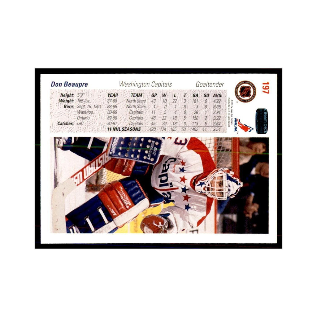 1991 Upper Deck Don Beaupre Hockey Cards #197