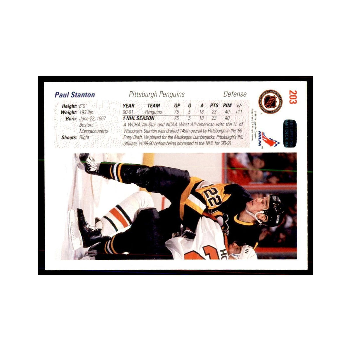 1991 Upper Deck Paul Stanton Hockey Cards #203