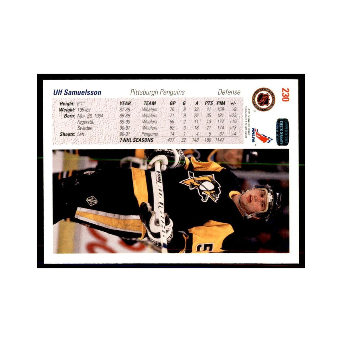 1991 Upper Deck Ulf Samuelsson Hockey Cards #230