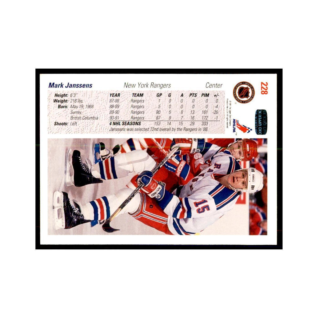 1991 Upper Deck Mark Janssens NY Rangers #228
