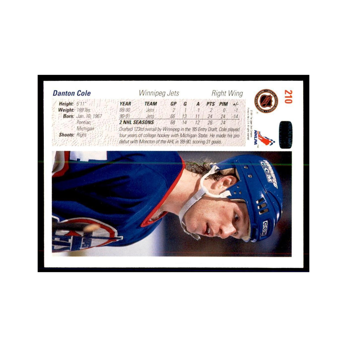1991 Upper Deck Danton Cole Hockey Cards #210