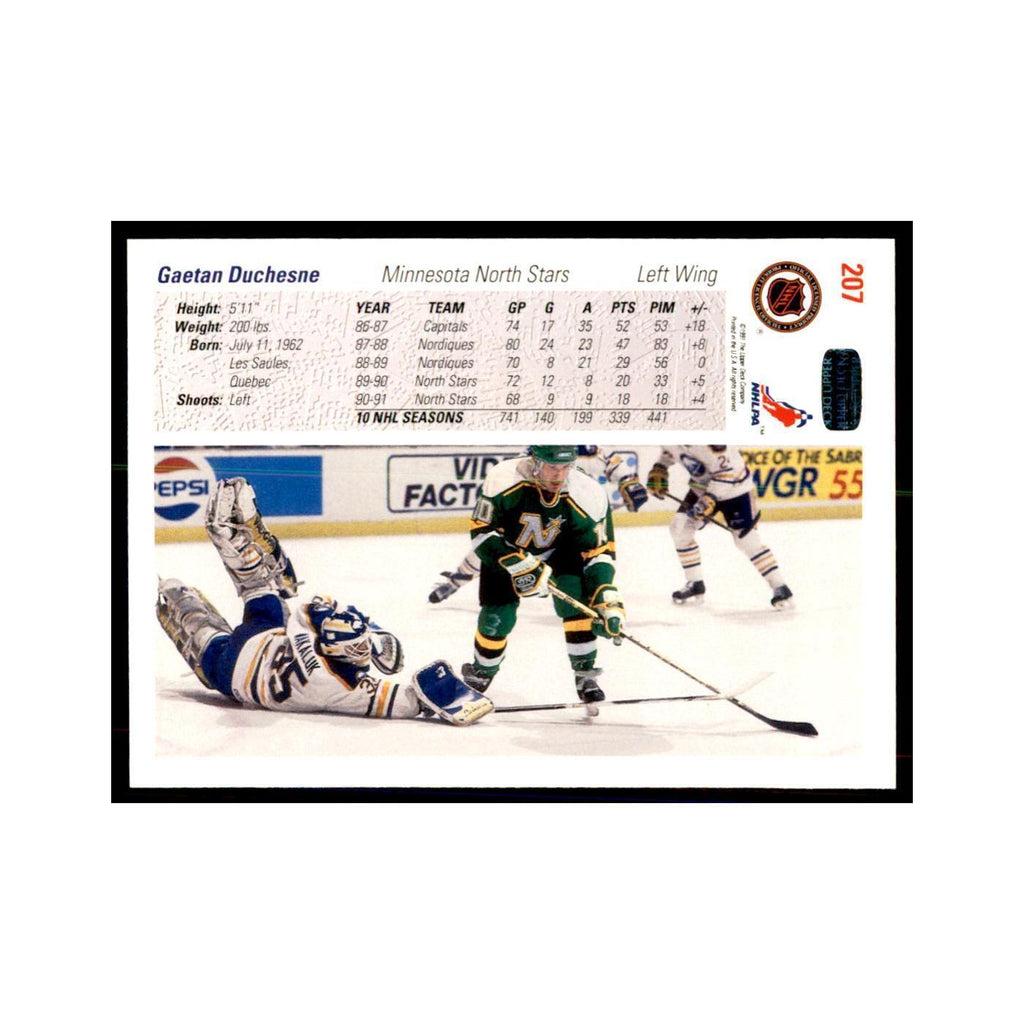 1991 Upper Deck Gaetan Duchesne Hockey Cards #207