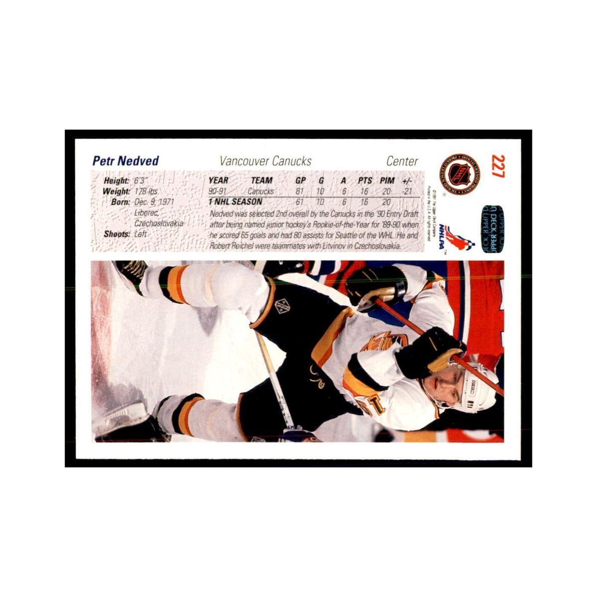 1991 Upper Deck Petr Nedved Hockey Cards #227