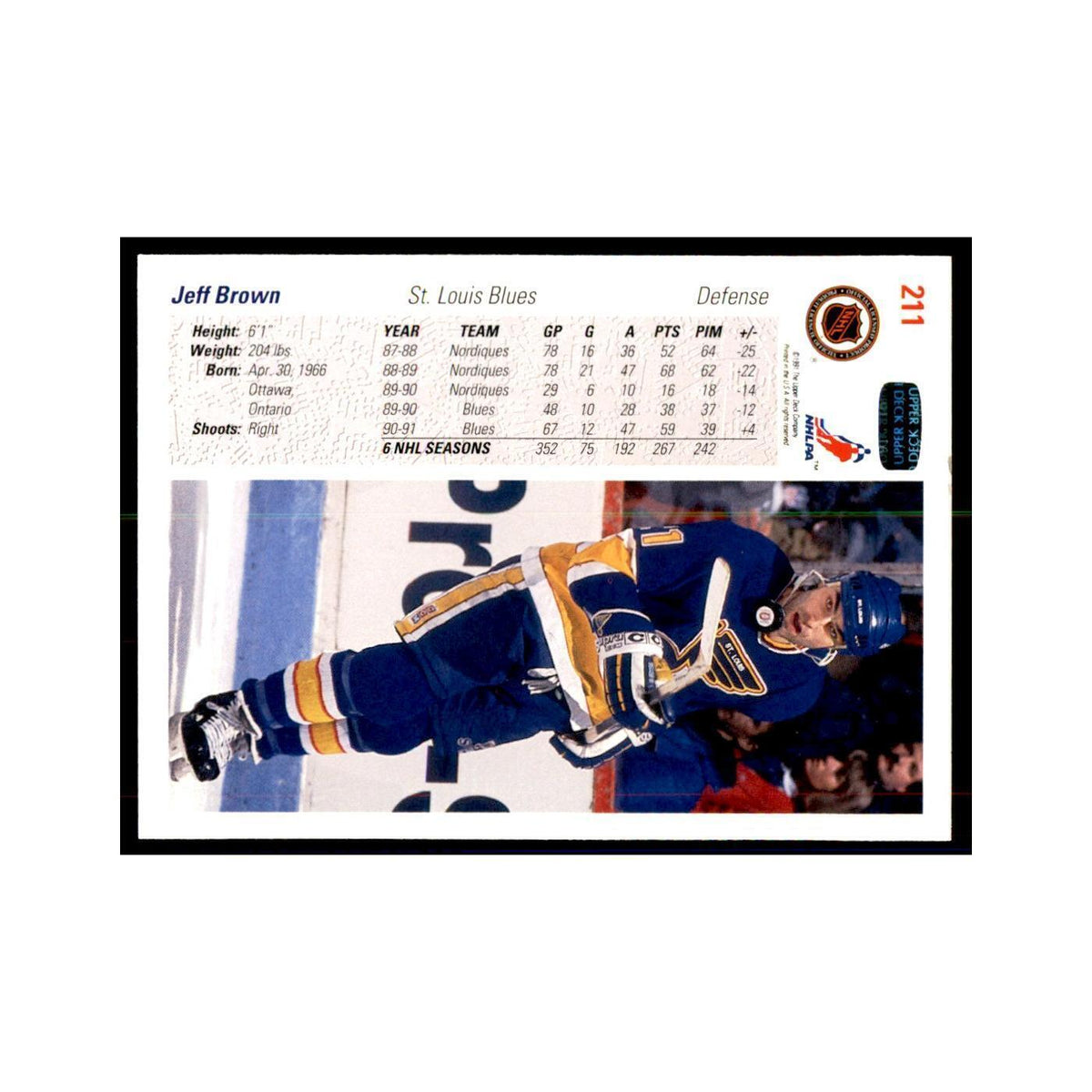 1991 Upper Deck Jeff Brown #211