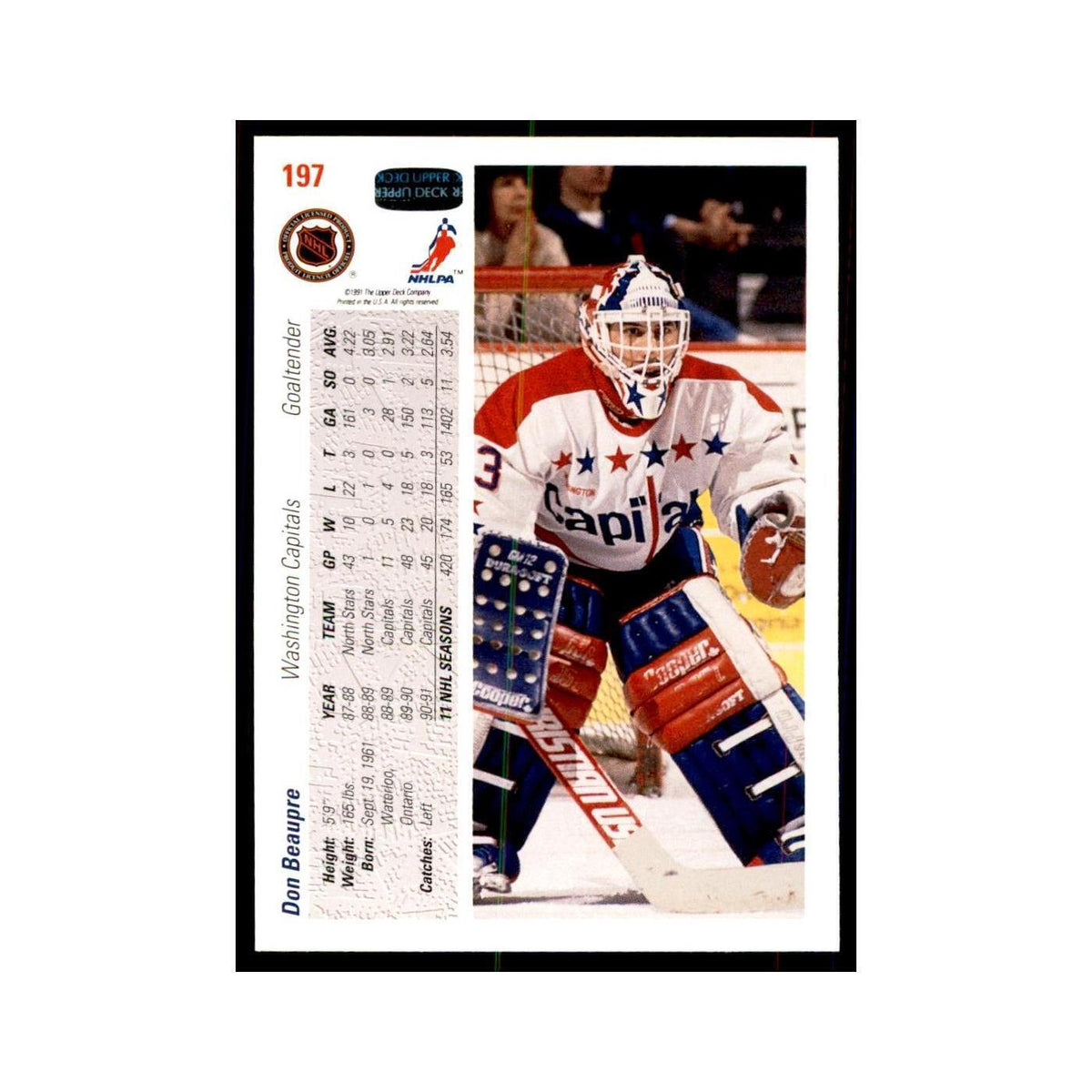 1991 Upper Deck Don Beaupre Hockey Cards #197