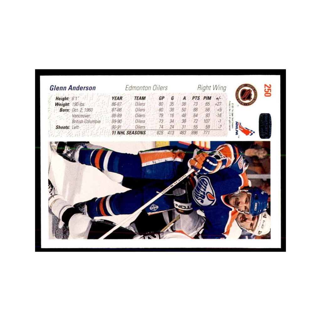 1991 Upper Deck Glenn Anderson Hockey Cards #250