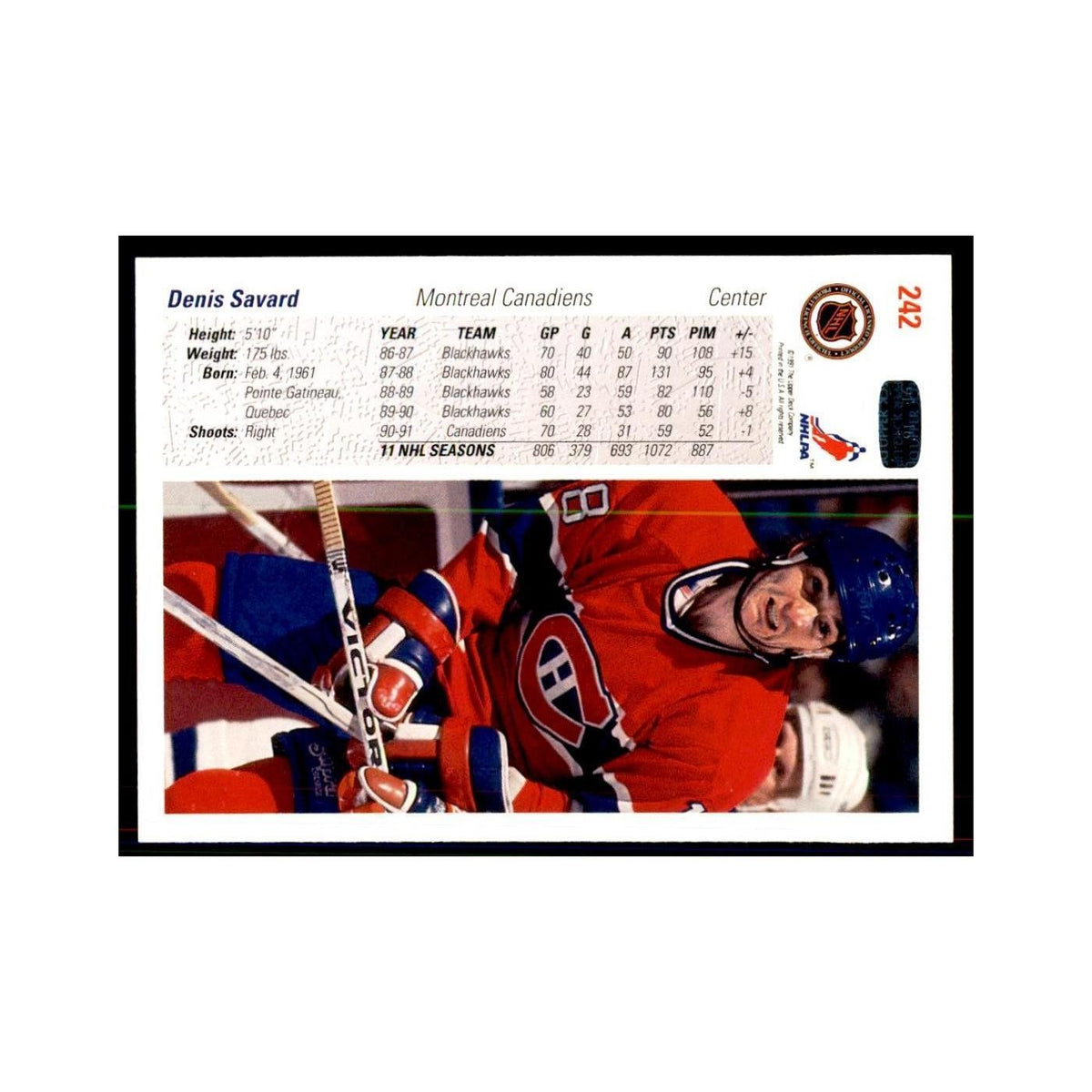 1991 Upper Deck Denis Savard Hockey Cards #242