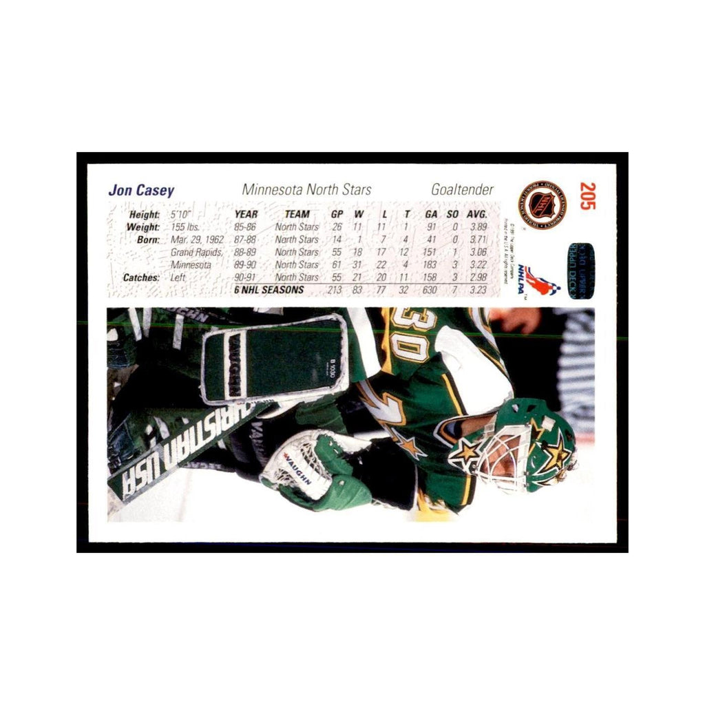 1991 Upper Deck Jon Casey Hockey Cards #205