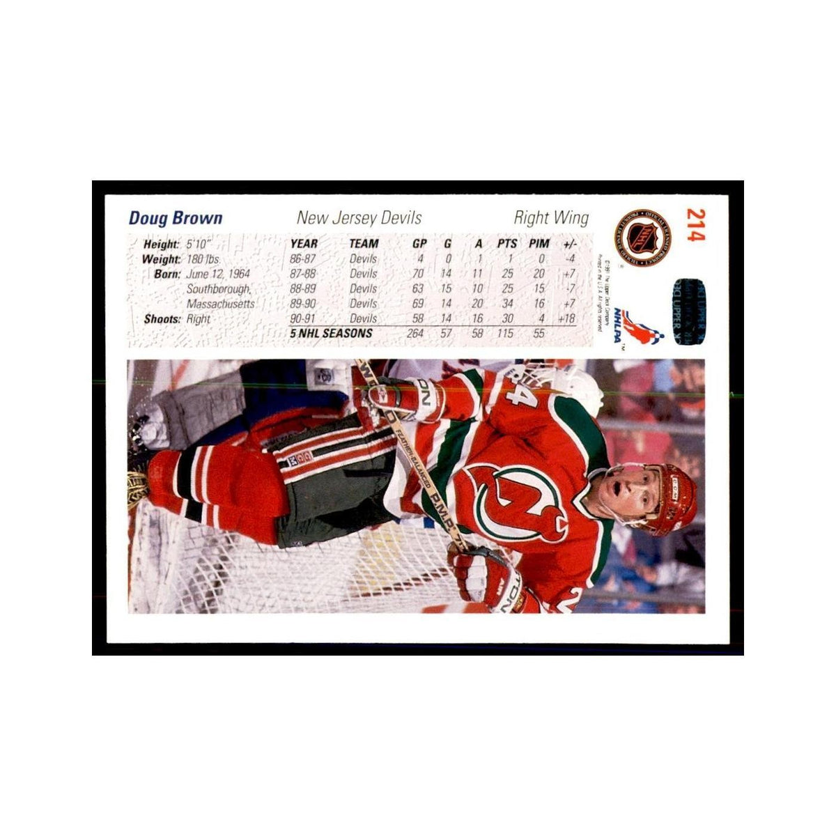 1991 Upper Deck Doug Brown Hockey Cards #214