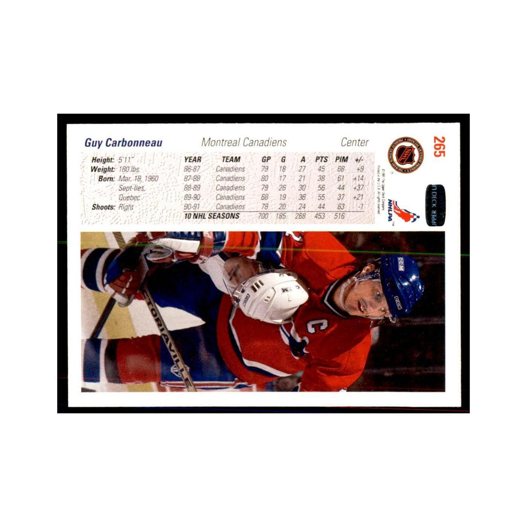 1991 Upper Deck Guy Carbonneau Hockey Cards #265