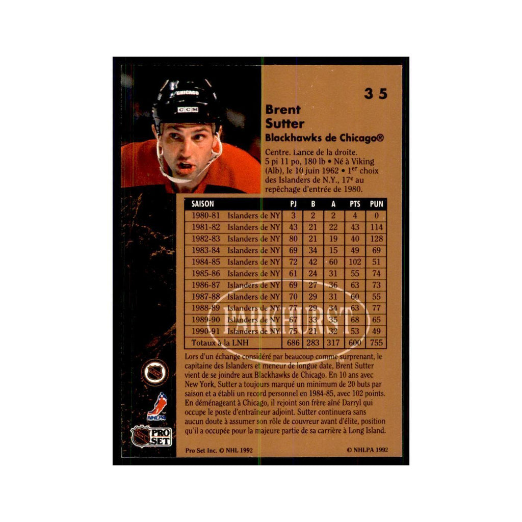 1991 Parkhurst French Brent Sutter Hockey Cards #35