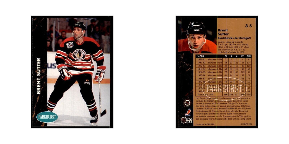 1991 Parkhurst French Brent Sutter Hockey Cards #35