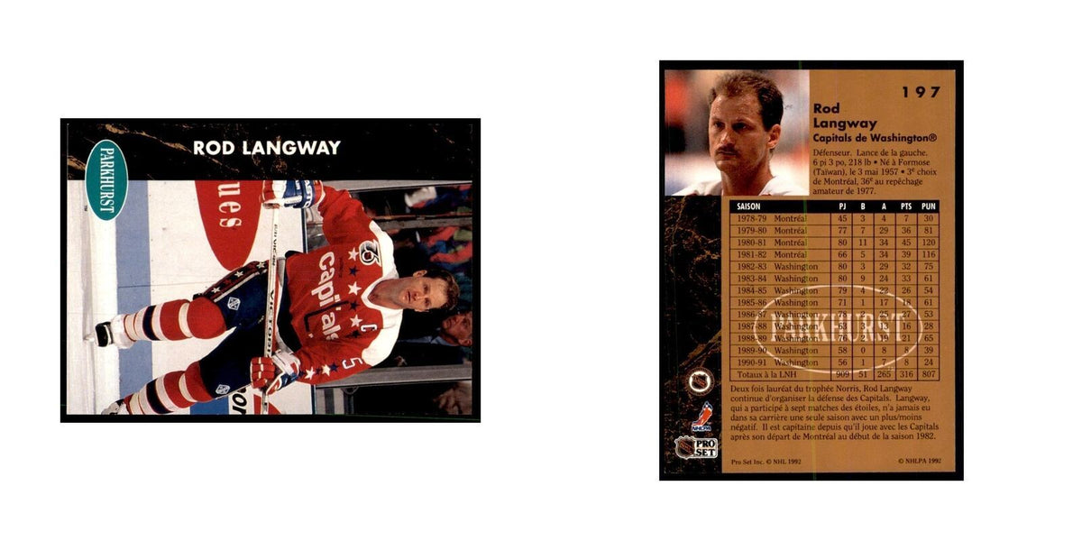 1991 Parkhurst French Rod Langway Hockey Cards #197
