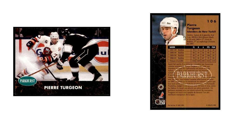 1991 Parkhurst French Pierre Turgeon Hockey Cards #106