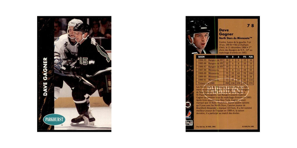 1991 Parkhurst French Dave Gagner Hockey Cards #78