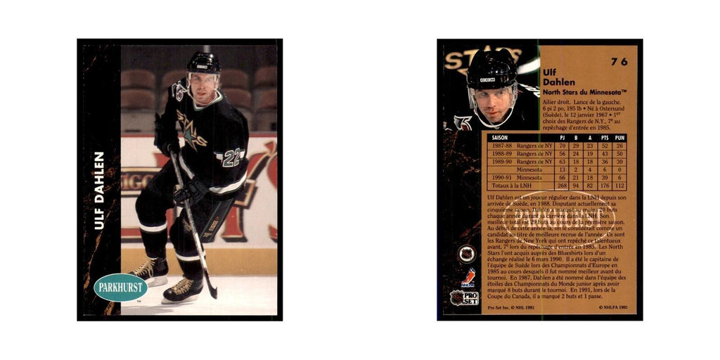 1991 Parkhurst French Ulf Dahlen Hockey Cards #76