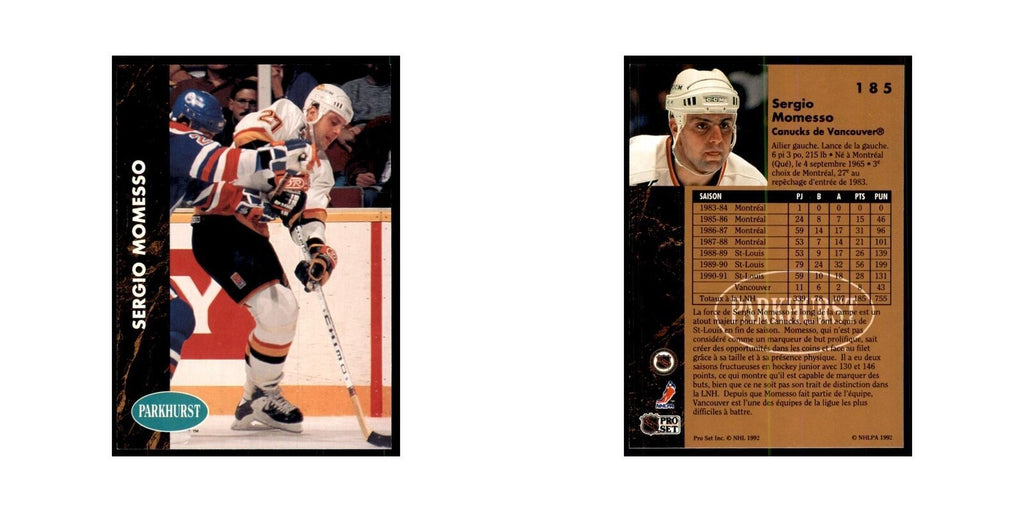 1991 Parkhurst French Sergio Momesso Hockey Cards #185