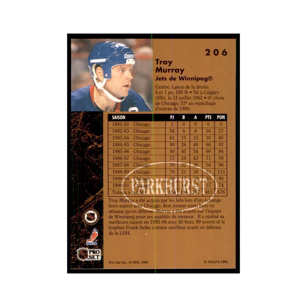1991 Parkhurst French Troy Murray Hockey Cards #206