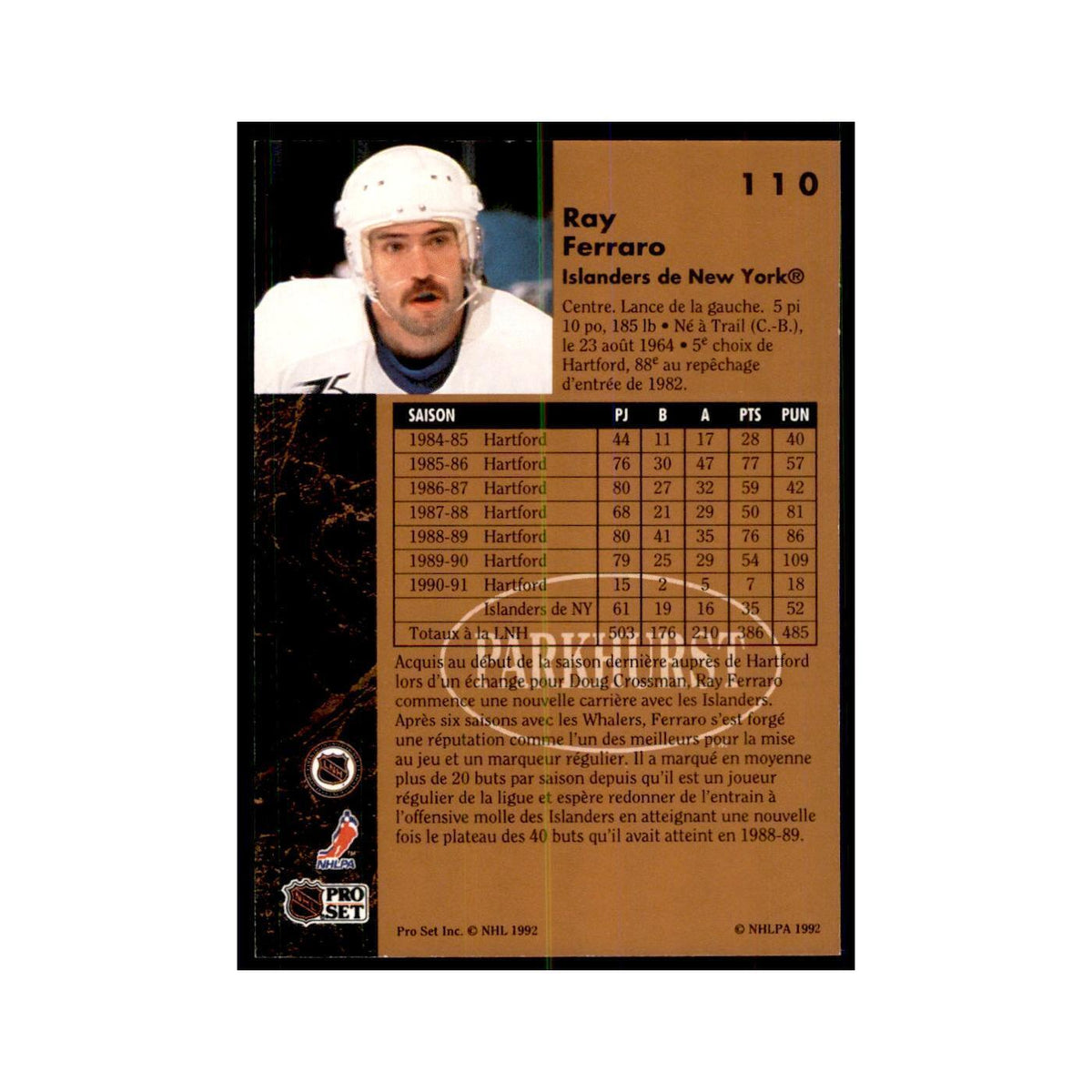 1991 Parkhurst French Ray Ferraro Hockey Cards #110