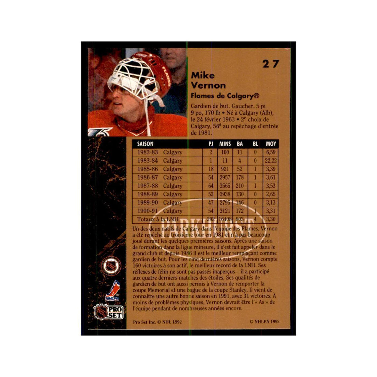 1991 Parkhurst French Mike Vernon Hockey Cards #27