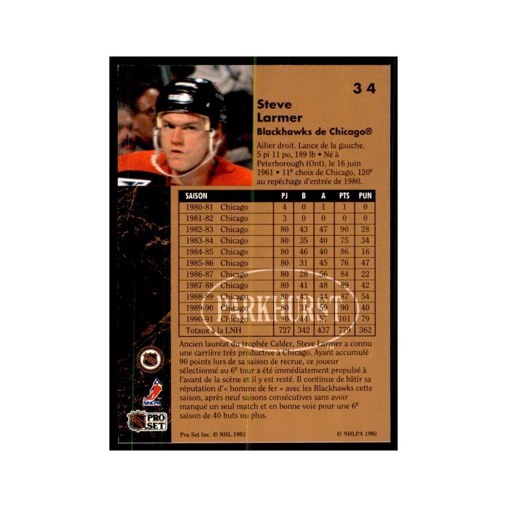 1991 Parkhurst French Steve Larmer Hockey Cards #34
