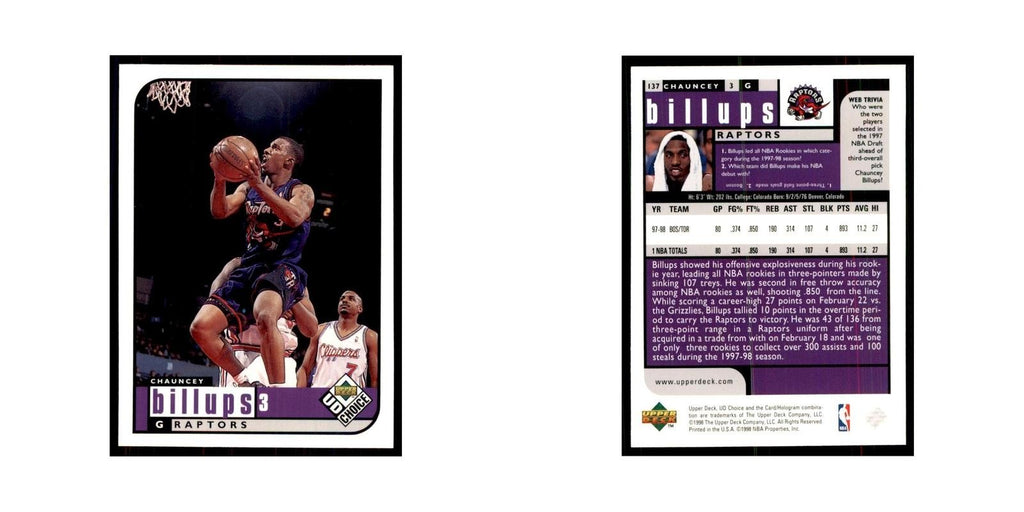 1998 UD Choice Chauncey Billups Basketball Cards #137
