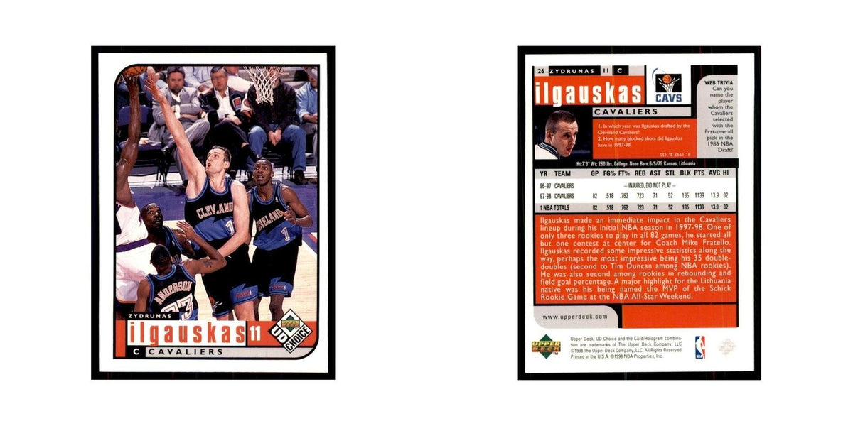 1998 UD Choice Zydrunas Ilgauskas Basketball Cards #26