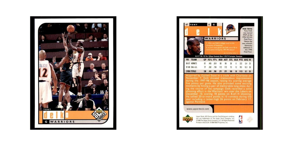 1998 UD Choice Tony Delk Basketball Cards #47